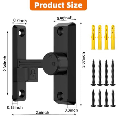 Barn Door Latch, 90/180 Degree Latch, Protect Privacy - Zinc Sliding Latches, Door Security Hardware for Bathrooms, Garages, Bedrooms, Fences, Cabinets (Black-2) - color: Black-2