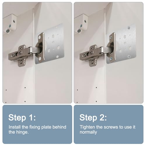 uxcell Cabinet Hinge Repair Plate, 2 Set 90mm/3.54" Stainless Steel Kitchen Cupboard Door Hinge Repair Plate Kit Includes Fixing Screws for Wooden Kitchen Cabinet Doors, Black - color: Black