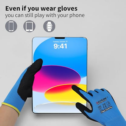Work Gloves MicroFoam Nitrile Coated-12Pairs,Seamless Knit Nylon Gloves,Blue Work gloves - size: Medium