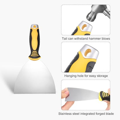uxcell Putty Knife 5" High Carbon Steel Paint Scraper Flexible Drywall Repair Mud Knife for Removing Cement Wallpaper Mud Adhesive Taping with Metal Hammer End - size: 5"
