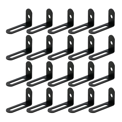 KUMGROT 20 Pcs Heavy Duty Iron Shelf Brackets Black Coated Corner L Bracket for Desk Drawer Cabinet, 1.5" x 0.94" x 0.47" - size: 38mm-20 Pcs, style: L-shaped Brackets