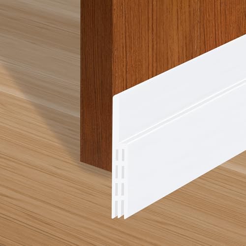 Adhesive Backed Door Draft Stopper – Silicone Under Door Sweep for Interior & Exterior Doors, Noise & Air Insulation, Self Stick Weather Stripping Door Seal, 2" W x 39" L (White) by Randall Mfg - color: White