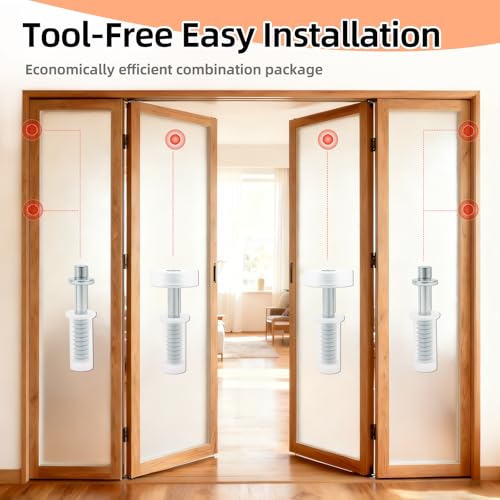 8pcs Bi-Fold Door Hardware Kits - Closet Doors Top Roller Guide and Top Pivot, Bifold Door Repair Kit Spring Loaded Sliding Closet Door Hardware for Barn Folding Shower Doors
