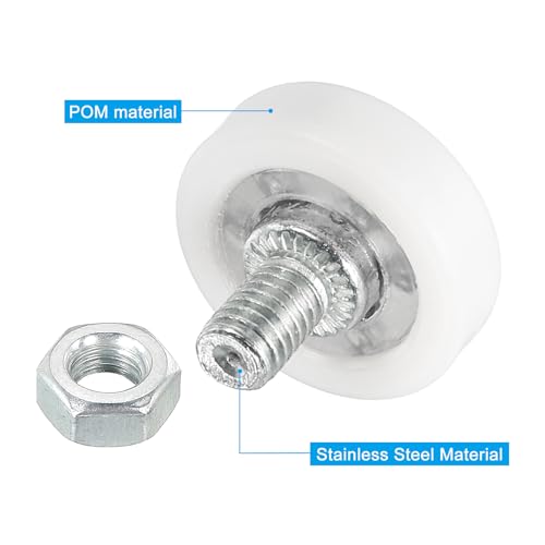 PATIKIL 22mm Drawer Rollers, 6 Pack Plastic Drawer Pulley Replacement Wheels Bearing Small Pulley with Nuts - size: 22mm