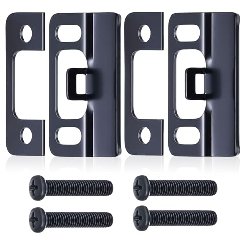 MorningRo 2 Sets Hardware Adjustable Strike Plate, Easy to Install, Extended Lip Strike Plate, Wide Lip Door Latch Striker for Secure Extend Doors, Black