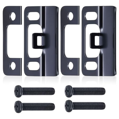 MorningRo 2 Sets Hardware Adjustable Strike Plate, Easy to Install, Extended Lip Strike Plate, Wide Lip Door Latch Striker for Secure Extend Doors, Black