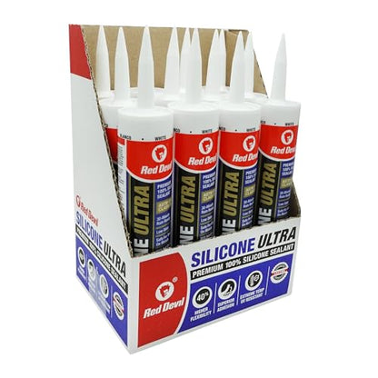Red Devil 0780 Silicone Ultra 100% RTV Silicone Sealant, 10.1 oz., White, 12 Pack - color: White, size: 12 - Pack, style: 10.1 oz.