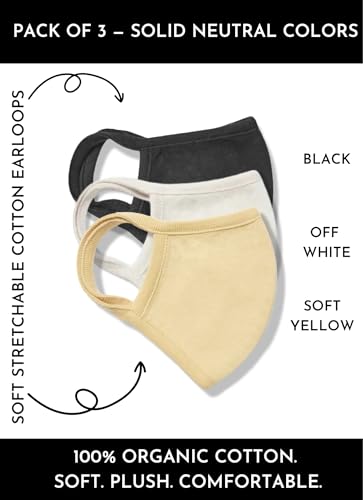 Cotton Face Masks - Made of Premium Organic Cotton, Reusable Washable Soft Cloth Face Masks 3/6 Pk - color: 3 Pack Summer Tones