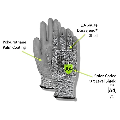 MAGID Griffin Gear ANSI A4 Liquid Repellent Nitrile Work Gloves , 12 Pairs, Size 9/Large, GPD452 - color: Polyurethane Coating, size: 9/Large, style: 12 Pair