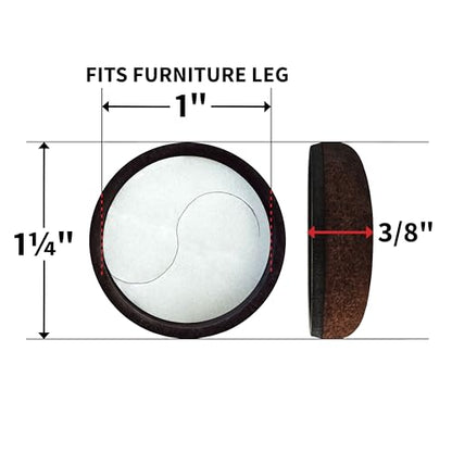Super Sliders 1" Round Formed Secure Reusable Felt Furniture Sliders for Hard Surfaces, Noise-Reducing Adhesive Furniture Moving Pads, Fits 1" Legs, Set of 20, Brown