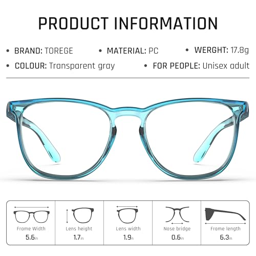 TOREGE Safety Glasses for Men&Women, Clear Safety Goggles Eye Protection Glass with Anti-Fog Lenses, Z87 Glasses Perfect Alt to Regular Protective Eyewear(Light Blue) - color: Light Blue