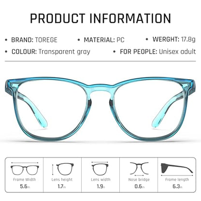 TOREGE Safety Glasses for Men&Women, Clear Safety Goggles Eye Protection Glass with Anti-Fog Lenses, Z87 Glasses Perfect Alt to Regular Protective Eyewear(Light Blue) - color: Light Blue