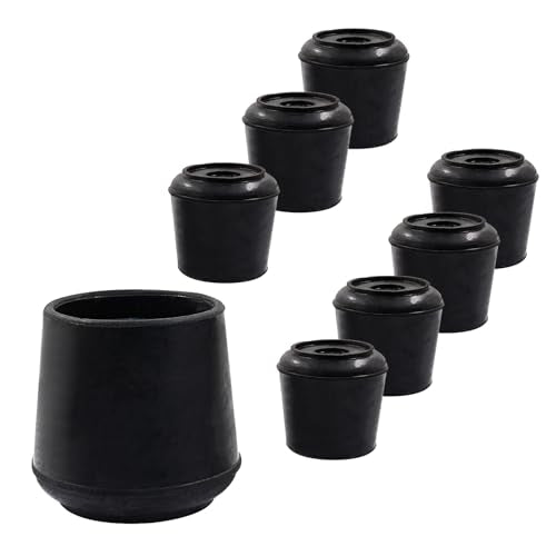 8pcs 1-1/2 Inch Round Chair Leg Tips Caps, Non-Slip Rubber Chair Leg Floor Protectors, Black Furniture Leg Caps Fit for 1.45"-1.5" (37-38mm) Diameter Round Feet - size: 1-1/2 Inch-Black