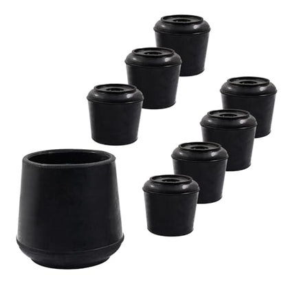 8pcs 1-1/2 Inch Round Chair Leg Tips Caps, Non-Slip Rubber Chair Leg Floor Protectors, Black Furniture Leg Caps Fit for 1.45"-1.5" (37-38mm) Diameter Round Feet - size: 1-1/2 Inch-Black