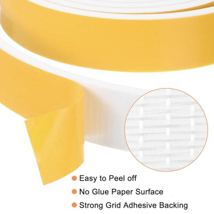 uxcell 1 Roll Foam Weather Stripping, 1" Wide X 1/8" Thick X 16.4 Ft Door Seal Strip Adhesive Foam Tape White Insulation Strip for Door Window - size: 1"x 1/8"x 16.4 Ft