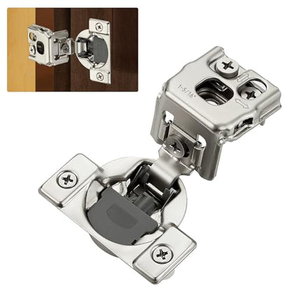 10 Pack (5 Pairs) 1-5/16" Overlay Soft Close Cabinet Hinges, Satin Nickel Stainless Steel Concealed Hinges with 3D Self-Closing for Face Frame Doors & Kitchens - size: 1-5/16 inch Overlay