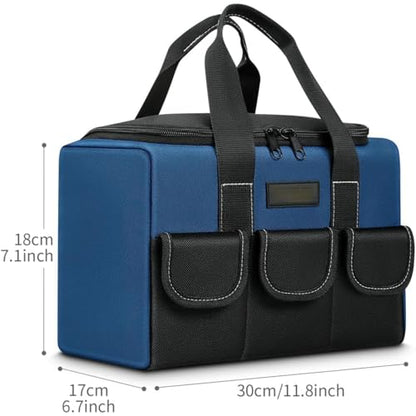 Heavy-Duty Tool Bag with Wide Mouth - Durable Polyester Material, Multiple Compartments and Pockets, No Assembly Required, for Tool Storage, Carrying and Organization