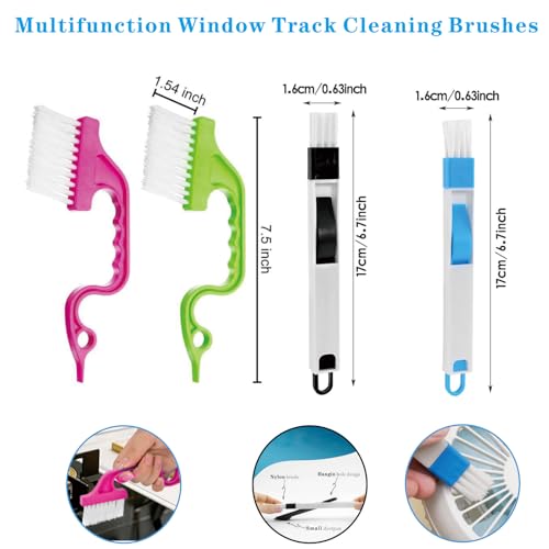 Window Groove Cleaning Brush, Window or Sliding Door Track Cleaner for Sliding Door, Sill, Tile Lines, Shutter, Car Vents, Keyboard (14Piece) - size: brush-14Piece