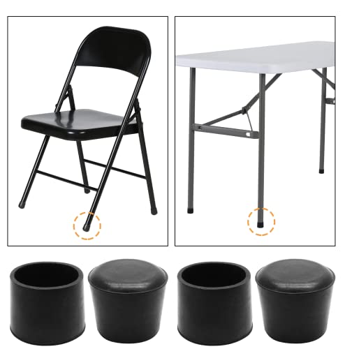 Piutouyar Round PVC Rubber Furniture Covers, 38mm / 1.5 Inches Table Chair Leg Tip Protectors, Non-Slip End Cap for Protect Surfaces, Black (16Pcs) - size: 1.5"