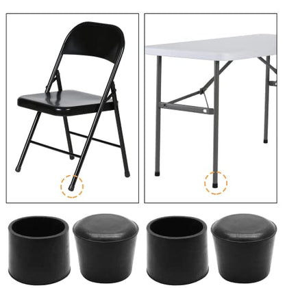 Piutouyar Round PVC Rubber Furniture Covers, 38mm / 1.5 Inches Table Chair Leg Tip Protectors, Non-Slip End Cap for Protect Surfaces, Black (16Pcs) - size: 1.5"