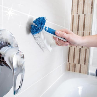 Unger 2-in-1 Bath and Tile Scrubber Brush Tool, Crevice Cleaning Supplies, Dishwasher Safe, Rounded Bristles for Bathroom Scrubbing, Great for Tile, Bathtubs, and Showers - style: 2-in-1 Bath & Tile Brush