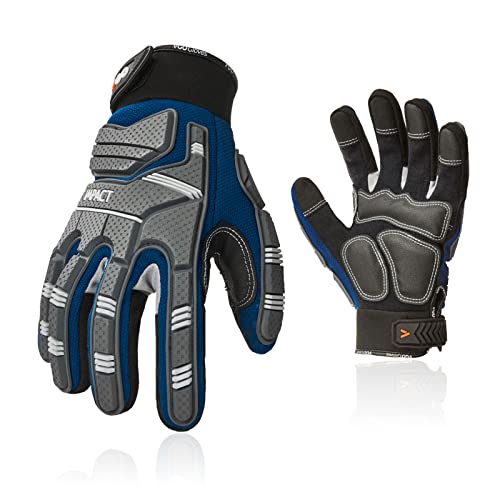 Vgo... Safety Work Gloves - Mechanics, Impact & Anti-Vibration - Rigger & Heavy Duty (M, Blue, SL9792IP) - color: Blue&gray-pro Version, size: Medium (1 Pair)