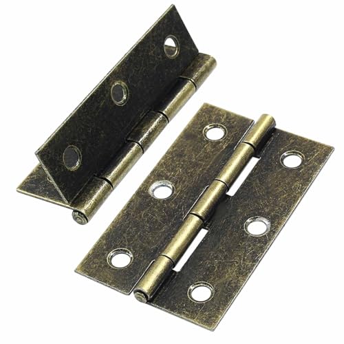 12Pcs Antique Bronze Door Hinges, 2.5 Inch Small Cabinet Hinges Metal Folding Butt Hinge with Mounting Screws, Window Hinges for Wooden Box, Jewelry Box, Bedroom Door, Cabinet Door - color: Antique Bronze