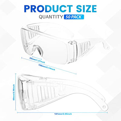 WFEANG Clear Safety Glasses bulk, Lightweight Protective Eyewear For Men Women, Over Goggles Impact Scratch Resistant - color: 50 Pack-clear