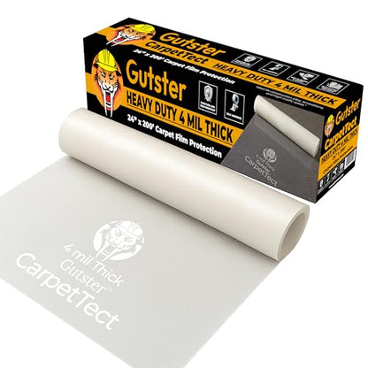 CarpetTect Floor Protection 24" x 200' | Heavy-Duty 4Mil Carpet Protection Film with Strong Adhesive | Plastic Carpet Protector & Surface Shield for Construction, Pets & Hardwood Floors