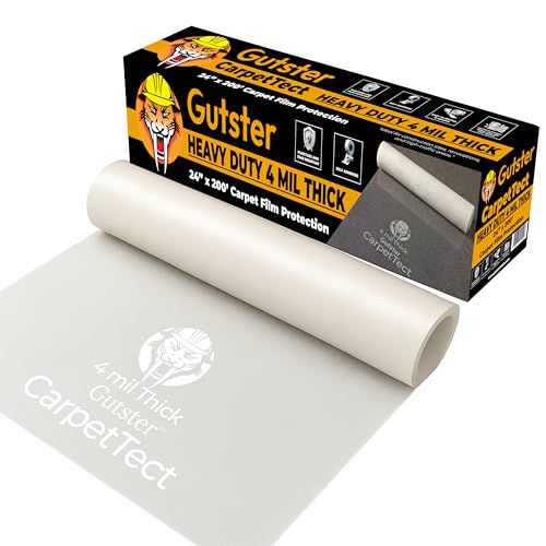 CarpetTect Floor Protection 24" x 200' | Heavy-Duty 4Mil Carpet Protection Film with Strong Adhesive | Plastic Carpet Protector & Surface Shield for Construction, Pets & Hardwood Floors