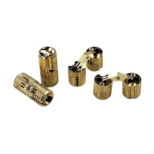 10Pcs Brass Barrel Hinges, Invisible Cabinet Furniture Hinges with 180 Degree Opening Angle, Hidden Box Hinges for DIY Jewelry Box Hand Craft (M10x22mm) - color: M10x22mm