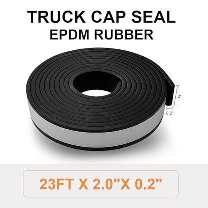 Camper Shell Seal Truck Rubber - 23FT x 2" x 0.2" EPDM Stripping for Truck Caps 200 lbs Max – Heavy Duty Weatherproof Tape