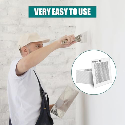 30Pcs 10 Inch Large Drywall Patch, Wall Repair Patches, Self-Adhesive Fiberglass Repair Kit Dry Wall Hole Repair Patch for Aluminum Metal Sheetrock Ceiling (10"x 10") - size: 10 Inch_30Pcs