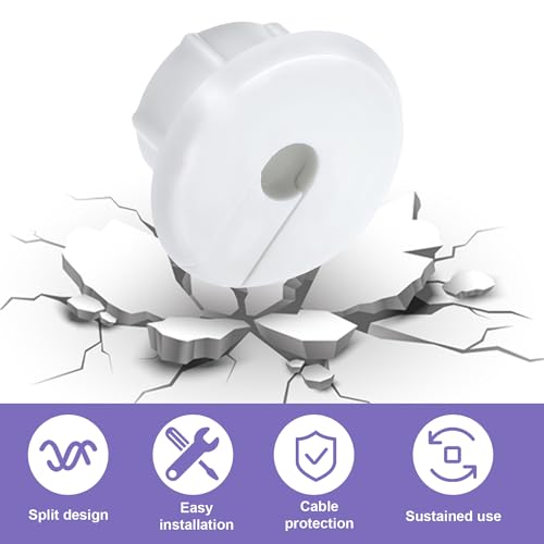 4Pcs Wall Cable Pass Through Grommet, 1'' Plastic Cable Feed Through Bushing, Compatible Wall Hole Cable Routing Kit, Cords Hole Covers Wall Bushing Grommet for Cables Wires Furniture (White)