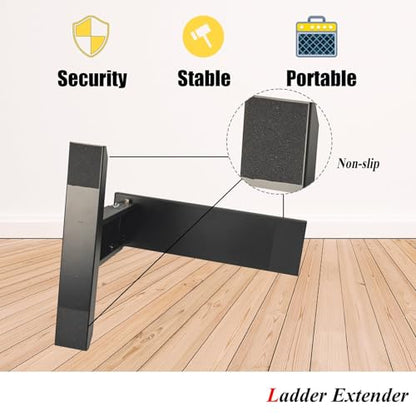 Heavy Duty Ladder Extender Pro & Stabilizer Adjustable Height 9.53" - 19", Compatible with Single & Extension Ladders Stair Ladder Leveler with Anti-Slip, Ideal for Home