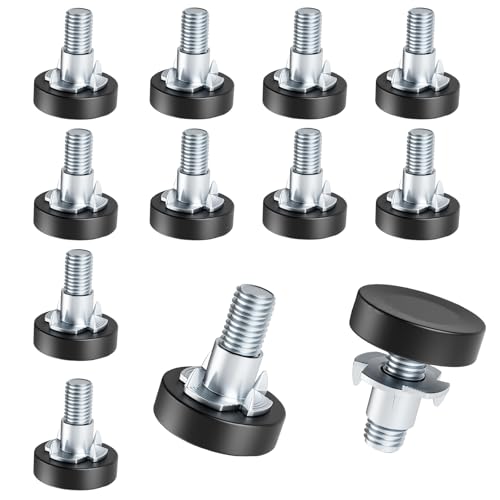 M6 Thread Leveling Feet, 12 PCS Furniture Levelers with T-Nuts, Adjustable Furniture Feet Threaded Screw in, Table Levelers for Adjusting Individual Desk Legs - size: With T-Nut, M6 Thread