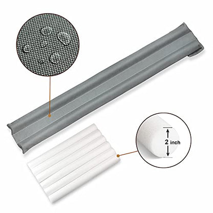 Waterproof Twin Door Draft Stopper Adjustable Size 30" to 36" Weather Stripping Noise Blocker Window Breeze Blocker - color: Gray, size: 2 inch