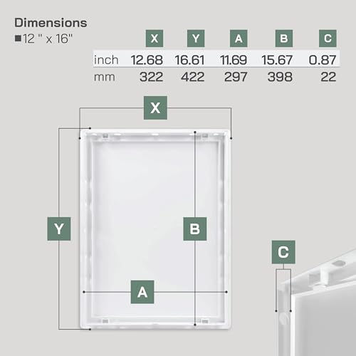 Vent Systems White ABS Plastic Access Panel 12 x 16 Inch (Cut-Out) - Access Panel with Door for Drywall, Wall, Ceiling - Electrical and Plumbing Service Inspection Door for Indoor Use - size: 12 X 16 Inch / 300 X 400 Mm