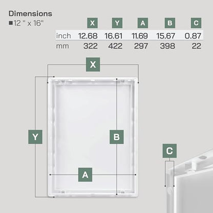 Vent Systems White ABS Plastic Access Panel 12 x 16 Inch (Cut-Out) - Access Panel with Door for Drywall, Wall, Ceiling - Electrical and Plumbing Service Inspection Door for Indoor Use - size: 12 X 16 Inch / 300 X 400 Mm