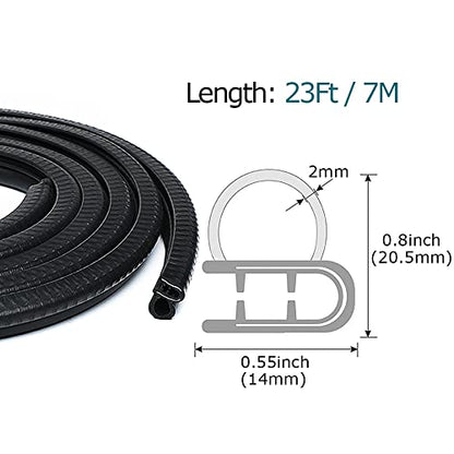 Rubber Edge Trim 23Ft Car Door Seal Strip with Side Bulb, Automotive Weather Stripping Edge Guard Universal Fit for Camper Van, Trucks, SUV, RV - size: Fit 1/16 Inch Edge (23Ft)