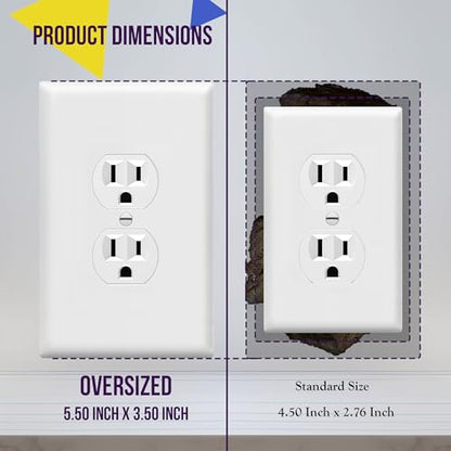ENERLITES Duplex Receptacle Outlet Wall Plate, Jumbo Outlet Covers, Gloss Finish, Oversized 1-Gang 5.5" x 3.5", Polycarbonate Thermoplastic, 8821O-W, White - color: White, size: Over-Size