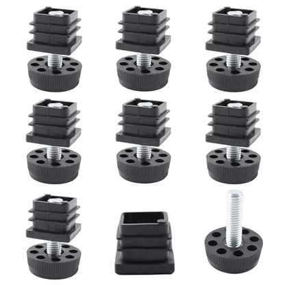 8Pcs Adjustable Leveling Feet 25 x 25mm Square Insert Kit Furniture Glide Leveler, Leveling Screw Leg for Cabinets Sofa Tables Chairs Raiser, Black - size: 25x25mm