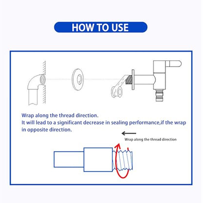 5 Rolls 1/2 Inch(W) X 520 Inches(L) Teflon Tape PTFE Thread Sealant Plumbers Tape for Seal Water Pipe, Shower Head,Prevent Leakage, White