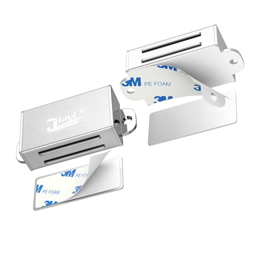 Jiayi Magnetic Cabinet Door Latches, Cabinet Magnetic Catch 2 Pack Magnetic Door Catch Self Adhesive Cabinet Door Magnet Stainless Steel Magnetic Cabinet Catch for Kitchen Cupboard Closet for Drawer - color: Silver, size: 2 Pack