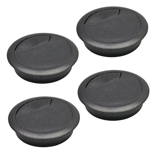 Desk Grommet 2-3/8" (60 mm), Desk Cord Hole Cover, Cable Grommet ABS Plastic, Desk Hole Grommet for Office and Home Table Cable, Detachable Adjustable Cable Cord Organizer (Black 4 Pcs) - size: 2-3/8" (60 mm), style: 4 pcs Black