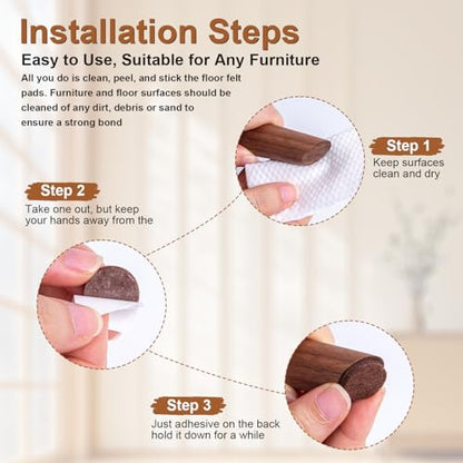 48 PCS Felt Furniture Pads, 1-inch Round Brown Chair Felt Pads, Felt Pads for Furniture Feet to Protect The Floor from Scratches,Reduce Noise (Brown) - size: Round 48PCS-Brown