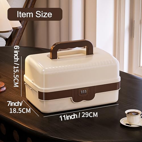 3-Layer Plastic Tackle Lock Box Organizers Storage, Portable Folding Sewing Box with Handle Dividers, Multipurpose Case for Sewing, Art Supplies, Medicine Lock Boxes, Tools Lock Organizer
