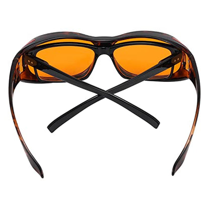 Eyekepper 100% Blue Reduction,Fitover Anti-Blue Blocking Computer Glasses with Extra Amber Lenses for Women, Tortoise - color: 1804-tortoise-100% Blue Light Blocking