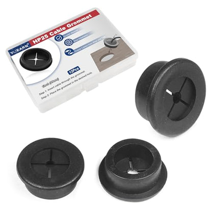 1 Inch Cable Grommet (25mm) – 12 Pcs Flexible Rubber Wire Hole Covers for Server Racks, Network Boxes, Thick Cable Management (Black) - size: 12pcs 1"(25mm)