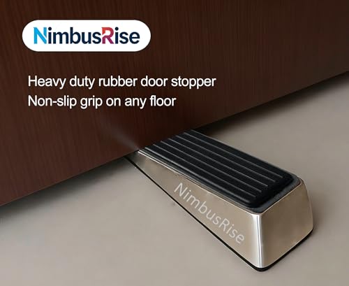 Heavy Duty Rubber Door Stopper Wedge (2 Pack) – Non-Slip Door Stoppers for Bottom of Door, Floor-Friendly Door Stop for Carpet, Tile & Hardwood, Ideal for Home, Garage, Classroom & Office